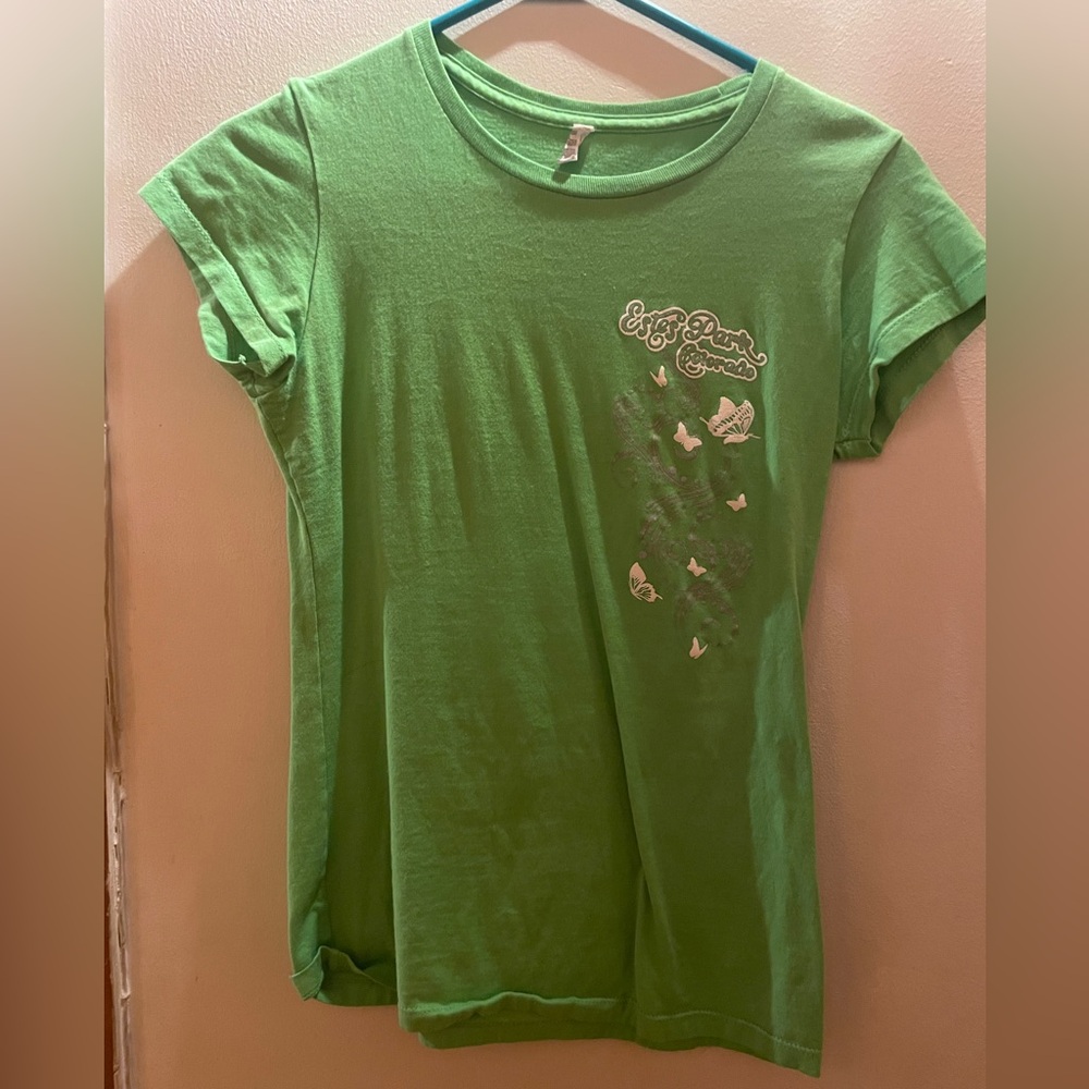 Y2K Green Women's Short Sleeve Tee with floral patterns